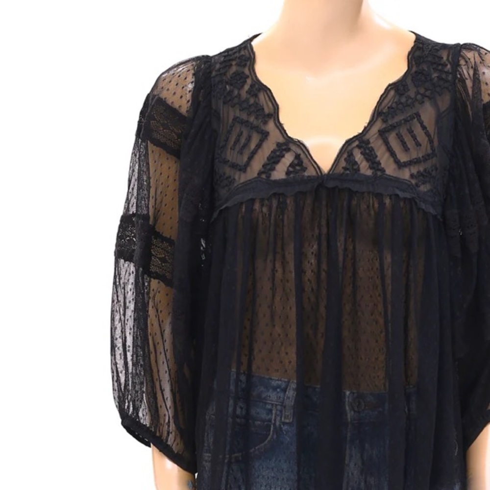 Free People NWOT True Candy Mesh Top Black - Picture 6 of 16